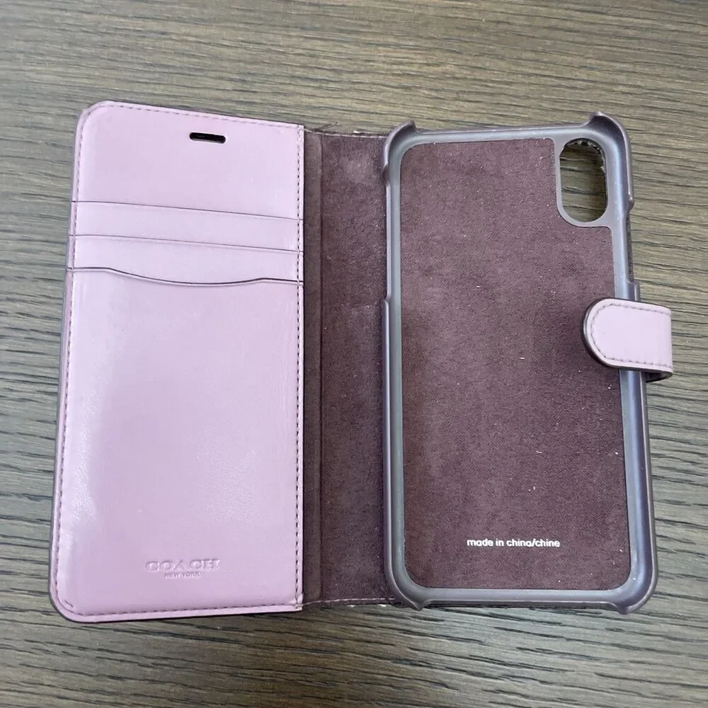 COACH Signature Canvas iPhone X/XS Wallet Folio Hard Phone Case Floral Print